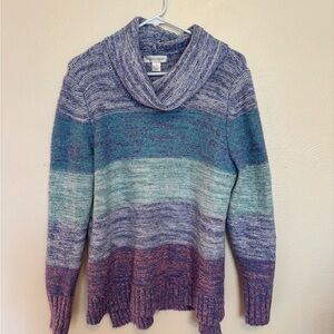 Christopher & Banks XL Cowl Neck Knit Sweater | Multicolor Cozy Fall Pullover